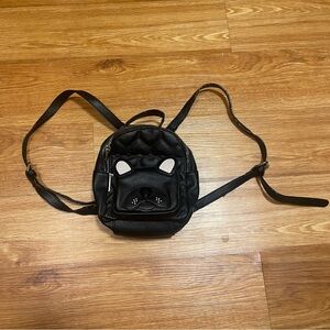 Betsey Johnson French Bulldog Mini Backpack, Black with Floral Interior